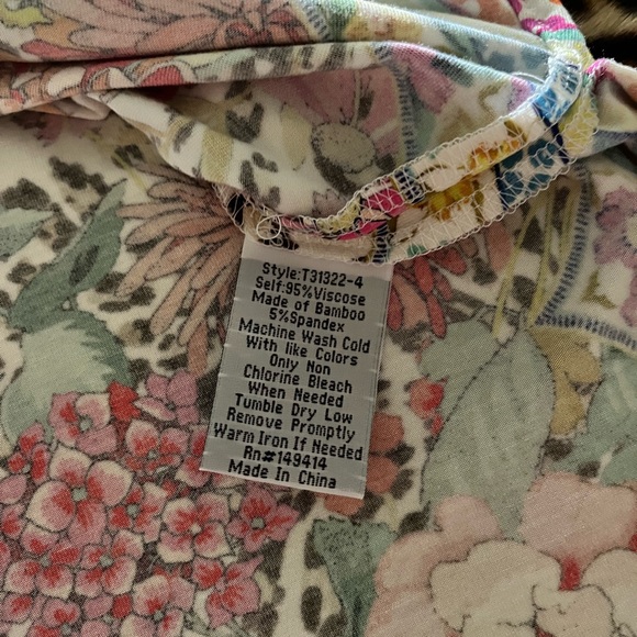 JOHNNY WAS NWT AUTHENTIC WILD GARDEN HIGH SLIT KNIT CAP SLEEVES MIDI DRESS - Picture 9 of 16